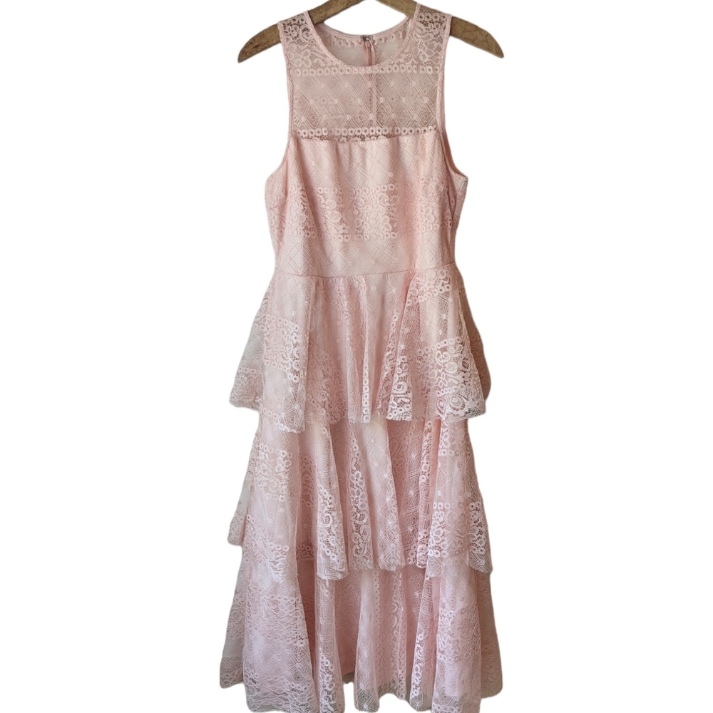 Lulu's Lace Tiered Midi Dress